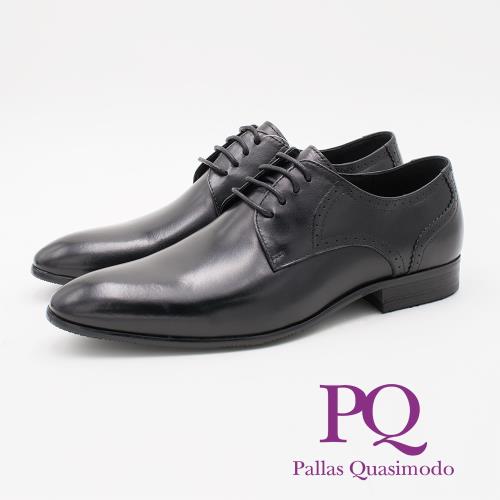 PQ 壓點車縫設計紳士質感防滑 男皮鞋-黑