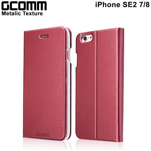 GCOMM iPhone SE3 SE2 7/8 Metalic Texture 金屬質感拉絲紋超纖皮套 美酒紅