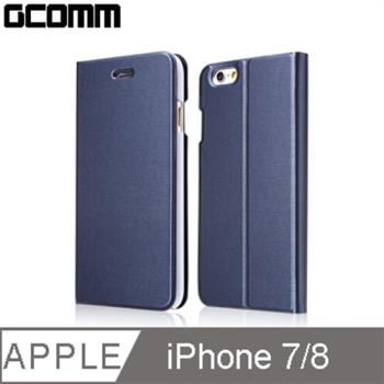 GCOMM iPhone 8/7 Metalic Texture 金屬質感拉絲紋超纖皮套 優雅藍