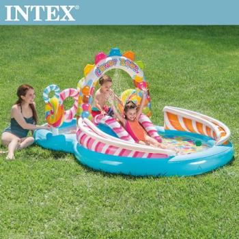 INTEX 糖果屋戲水游泳池滑水道295x191x130cm(374L)適用3歲+(57149)