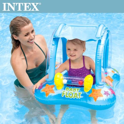 INTEX BABY幼兒遮陽戲水泳圈(80x66cm)適用1-2歲(56581)
