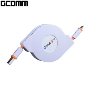 GCOMM micro-USB 強固型高速充電傳輸伸縮扁線 (1米) 溫暖橘