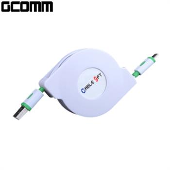 GCOMM micro-USB 強固型高速充電傳輸伸縮扁線 (1米) 青春綠