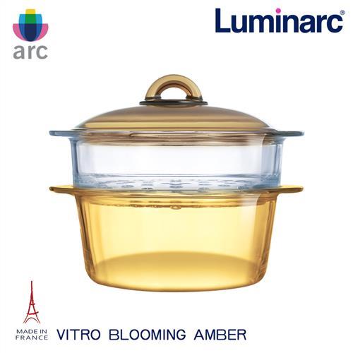 Luminarc樂美雅Blooming 3.25L微晶透明鍋+透明玻璃蒸籠