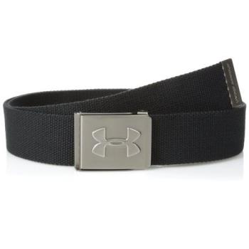 Under Armour 2018男時尚金屬UA浮雕標黑色帆布腰帶