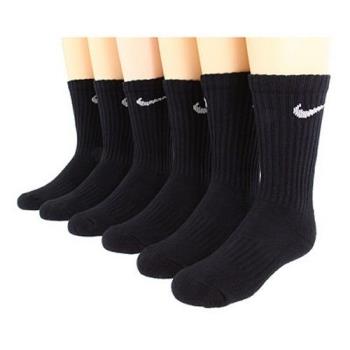 Nike 2018男女學童舒適黑色中統運動襪6入組