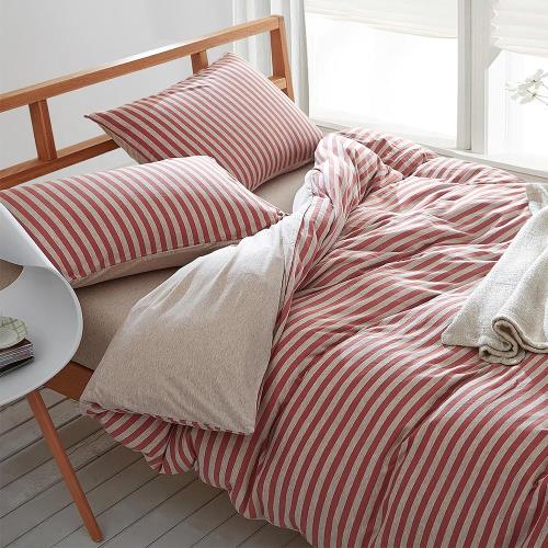 Betrise 裸睡主意  雙人-100%純棉針織四件式被套床包組 -草莓甜心
