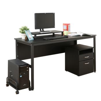 DFhouse 頂楓150公分電腦辦公桌+主機架+活動櫃+桌上架