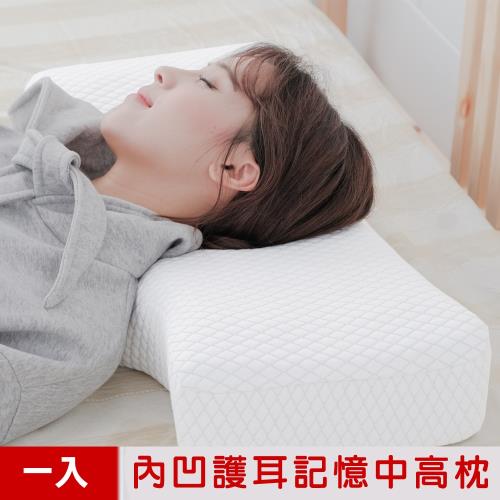米夢家居-內凹保健深度睡眠止鼾-護耳灌模記憶中高枕(密度60) (1入)