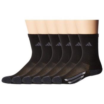 Adidas 2018學童時尚黑色中统色塊運動襪6入組