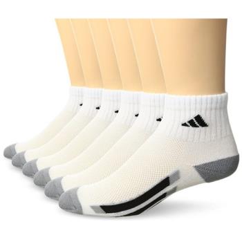 Adidas 2018學童時尚1/4高白色運動短襪6入組