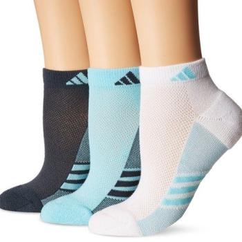 Adidas 2018女Superlite低切黑藍白運動雙色塊短襪混搭3入組