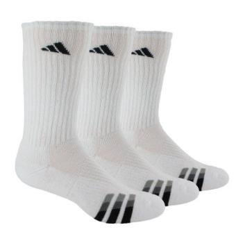 Adidas 2018男時尚Cushion白色中統襪3入組
