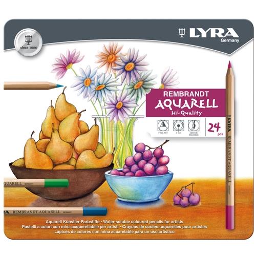 德國LYRA】林布蘭專業水溶性彩色鉛筆(24色鐵盒)|蠟筆/色鉛筆|ETMall