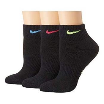 Nike 2018女時尚彩色標誌黑色運動短襪3入組