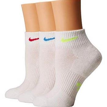 Nike 2018女時尚彩色標誌白色運動短襪3入組