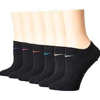 Nike 2018女時尚彩色標誌黑色無外秀運動短襪6入組