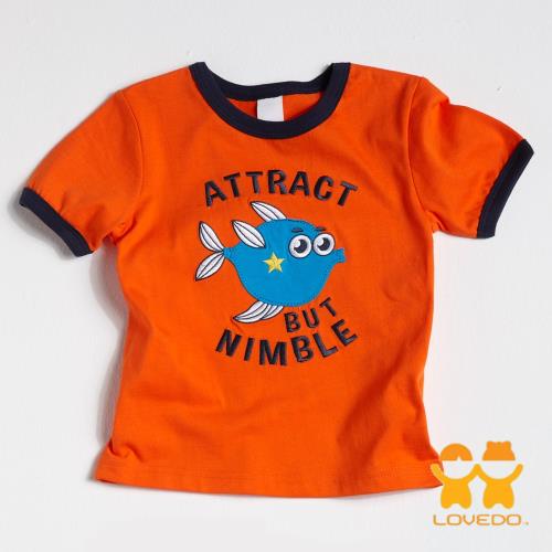 【LOVEDO-艾唯多童裝】敏捷的尖嘴籃子魚 拼布式短袖T恤 (橘) BSH13325