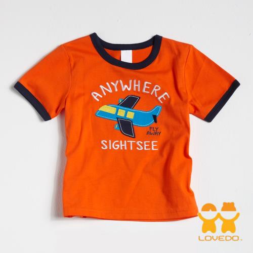 【LOVEDO-艾唯多童裝】翱翔天際的小飛機 拼布式短袖T恤 (橘) BSH13323