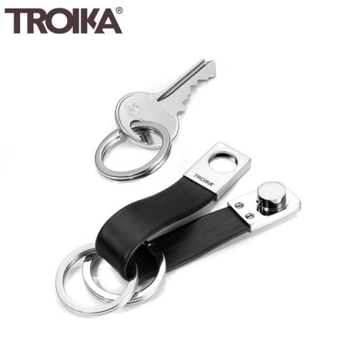 (紅點設計獎)德國TROIKA創意旋轉鑰匙圈便利重機汔車鑰匙圈經典鑰匙扣KRG649/LE(三環;真皮革)