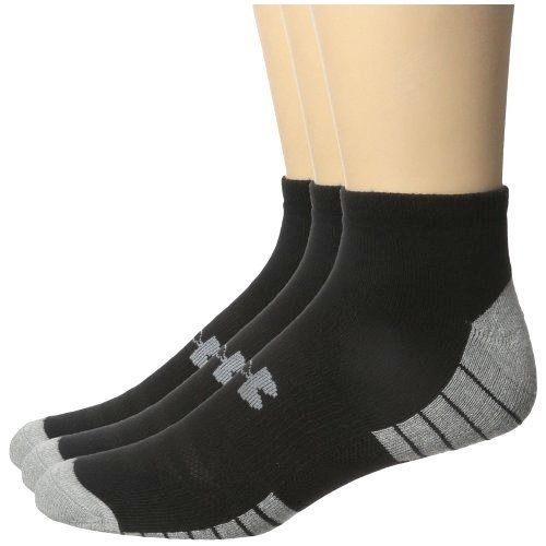 Under Armour 2018男時尚UA HeatGear黑色色塊運動短襪3入組