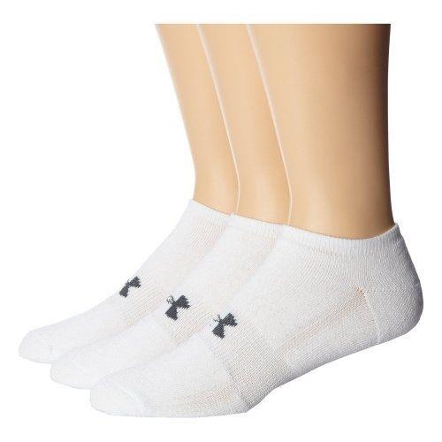 Under Armour 2018男時尚HeatGear白色無外秀運動短襪3入組