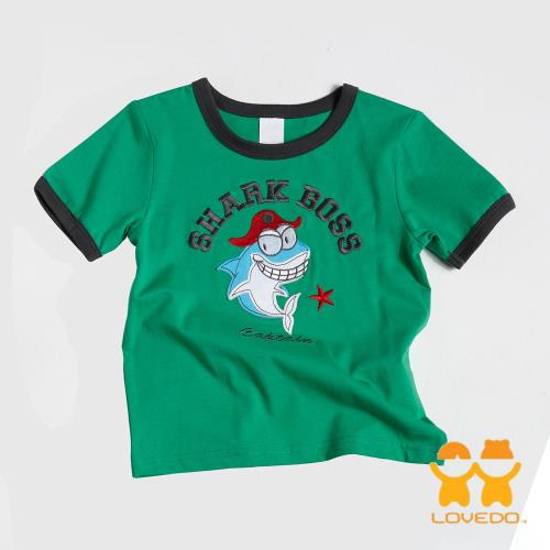 【LOVEDO-艾唯多童裝】威猛鯊魚王 拼布短袖T恤 (綠) BSH13403
