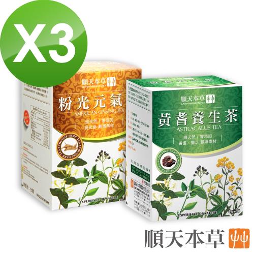 【順天本草】黃耆養生茶3盒+粉光元氣茶3盒送御氣大補飲1瓶