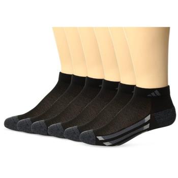 Adidas 2018學童時尚無低切黑色條紋運動短襪6入組
