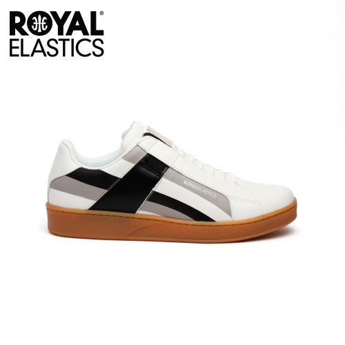 【Royal Elastics】男-Icon Cross 真皮運動休閒鞋-白黑灰(02983-980)