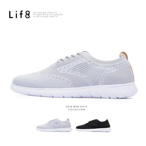 Life8-Sport 輕量 飛織布 異材質拼接運動鞋-09880
