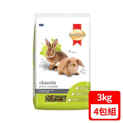 【即期出清｜保存效期:2024/11/25】SmartHeart 慧心寶貝兔子飼料-蘋果口味 3kg(4包組/1箱)