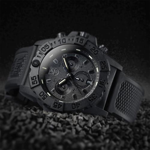 LUMINOX 雷明時NAVY SEAL CHRONO 3580海豹三眼計時腕錶 – 消光黑x黑時標 /45mm A3581.BO