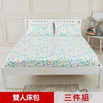 米夢家居-台灣製造-100%精梳純棉雙人5尺床包三件組(萬花筒)