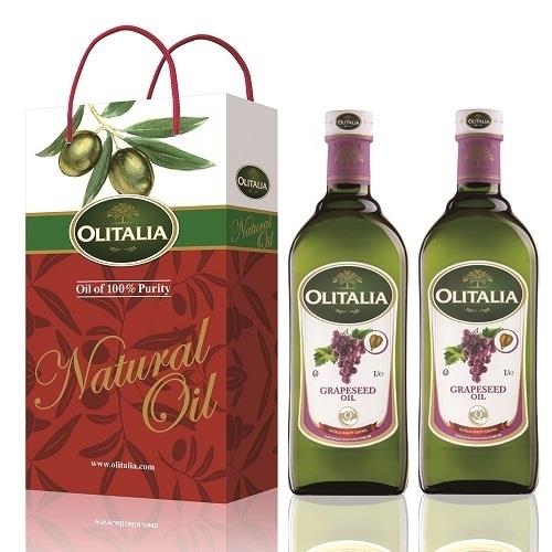 奧利塔  葡萄籽油禮盒3盒;共6瓶(葡萄籽油X2/盒;1000ML/瓶)