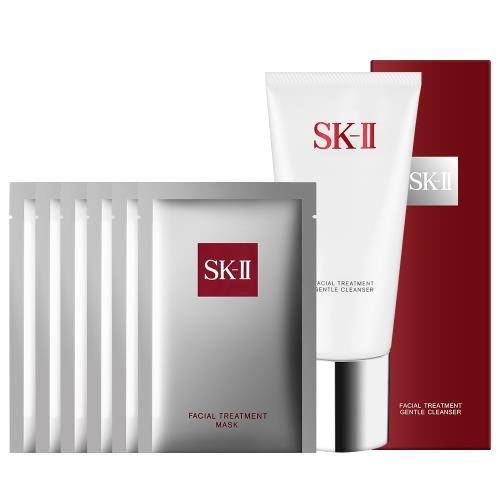 SK-II 全效活膚潔面乳120g+青春敷面膜組6片