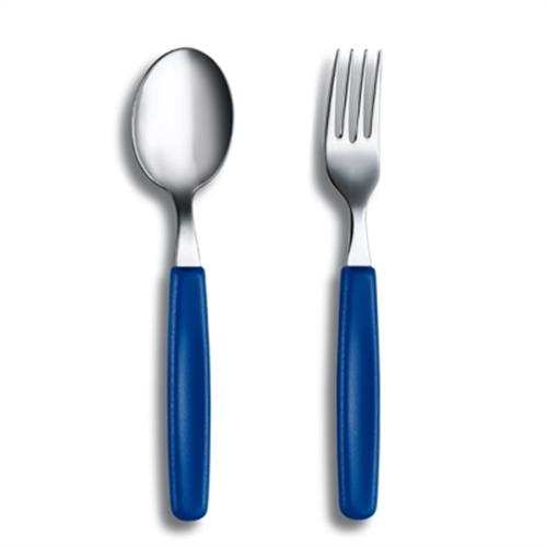 VICTORINOX瑞士維氏 不鏽鋼餐具組(餐匙+餐叉)-藍色