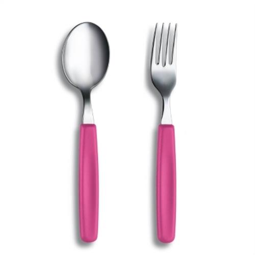 VICTORINOX瑞士維氏 不鏽鋼餐具組(餐匙+餐叉)-粉紅
