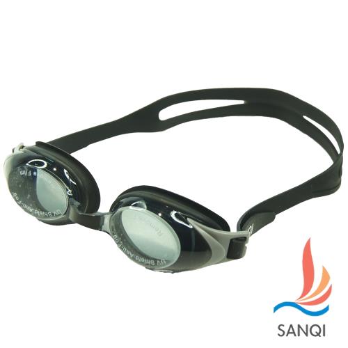 SANQI三奇 夏日必備抗UV防霧休閒度數泳鏡(黑色) SQ2913