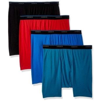 Hanes 2018男時尚Comfort黑紅藍色四角修飾內著混搭4件組