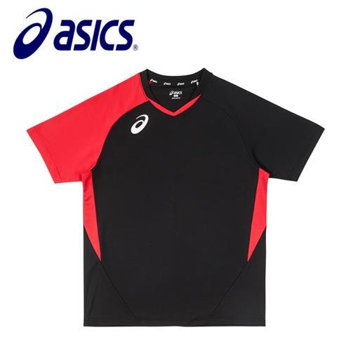 【asics 亞瑟士】排羽球衣 男女款 黑紅 K11805-90