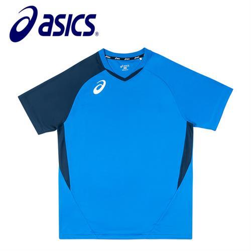 【asics 亞瑟士】排羽球衣 男女款 藍黑 K11805-43