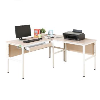 DFhouse  頂楓150+90公分大L型工作桌+1抽屜電腦桌-楓木色