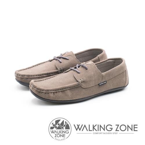 WALKING ZONE 極簡雅痞懶人鞋休閒鞋 鞋帶造型基本款 男鞋-灰棕(另有藍)