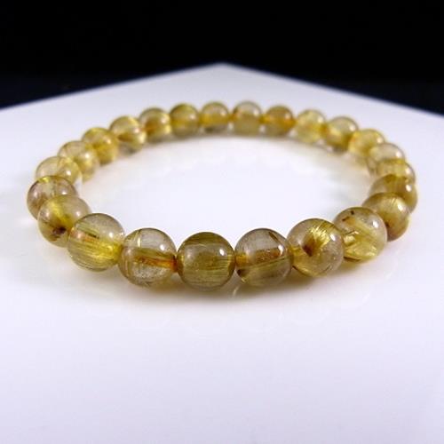 【寶峻晶石館】鈦晶手珠  (8mm) 贈白水晶碎石玻璃盤