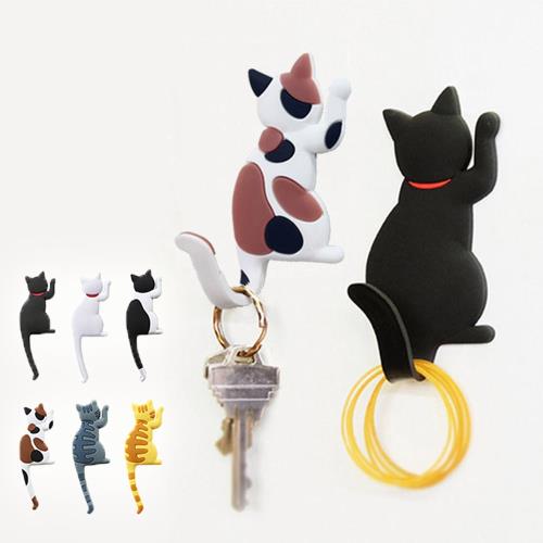 療癒系貓咪喵喵喵可掛勾式磁力冰箱貼6入 