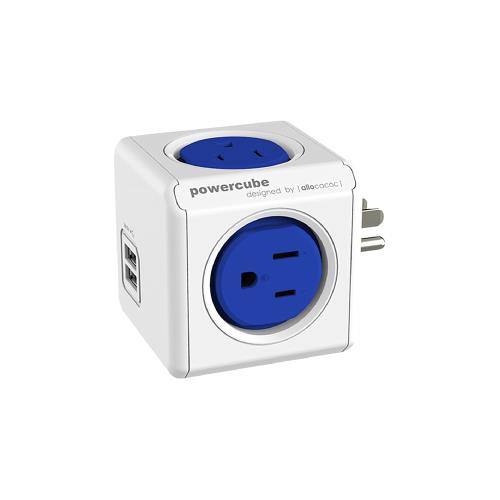 荷蘭 allocacoc PowerCube 雙USB擴充插座/藍色