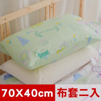 米夢家居-夢想家園系列-100%精梳純棉信封式標準枕通用布套(青春綠)二入