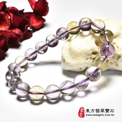 紫水晶加黃水晶手鍊(紫水晶珠子，珠徑約10mm，4顆黃珠+16顆紫珠，OPB056)。【東方翡翠寶石】