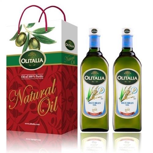 Olitalia奧利塔-玄米油品禮盒1盒;共2瓶(玄米油X2/盒;1000ml/瓶)加贈葵花油X1(1000ML/瓶)